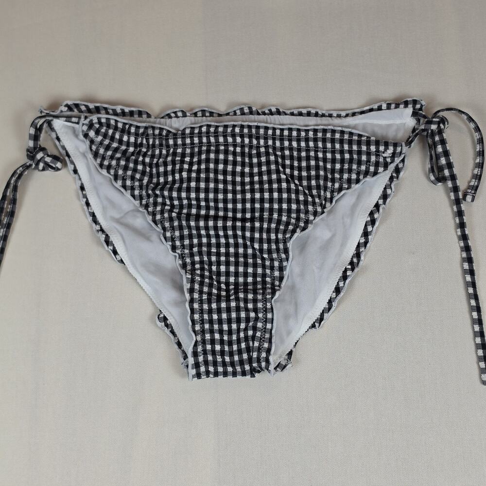 Wild Fable Women's Gingham Side Tie Bikini Bottom Black White Check Size M